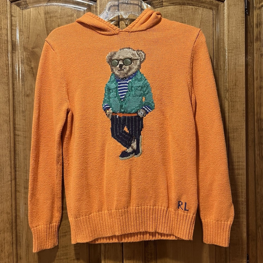 Polo Ralph Lauren Bear Hooded Pullover Hoodie Sweater Sweatshirt‎ Youth Large